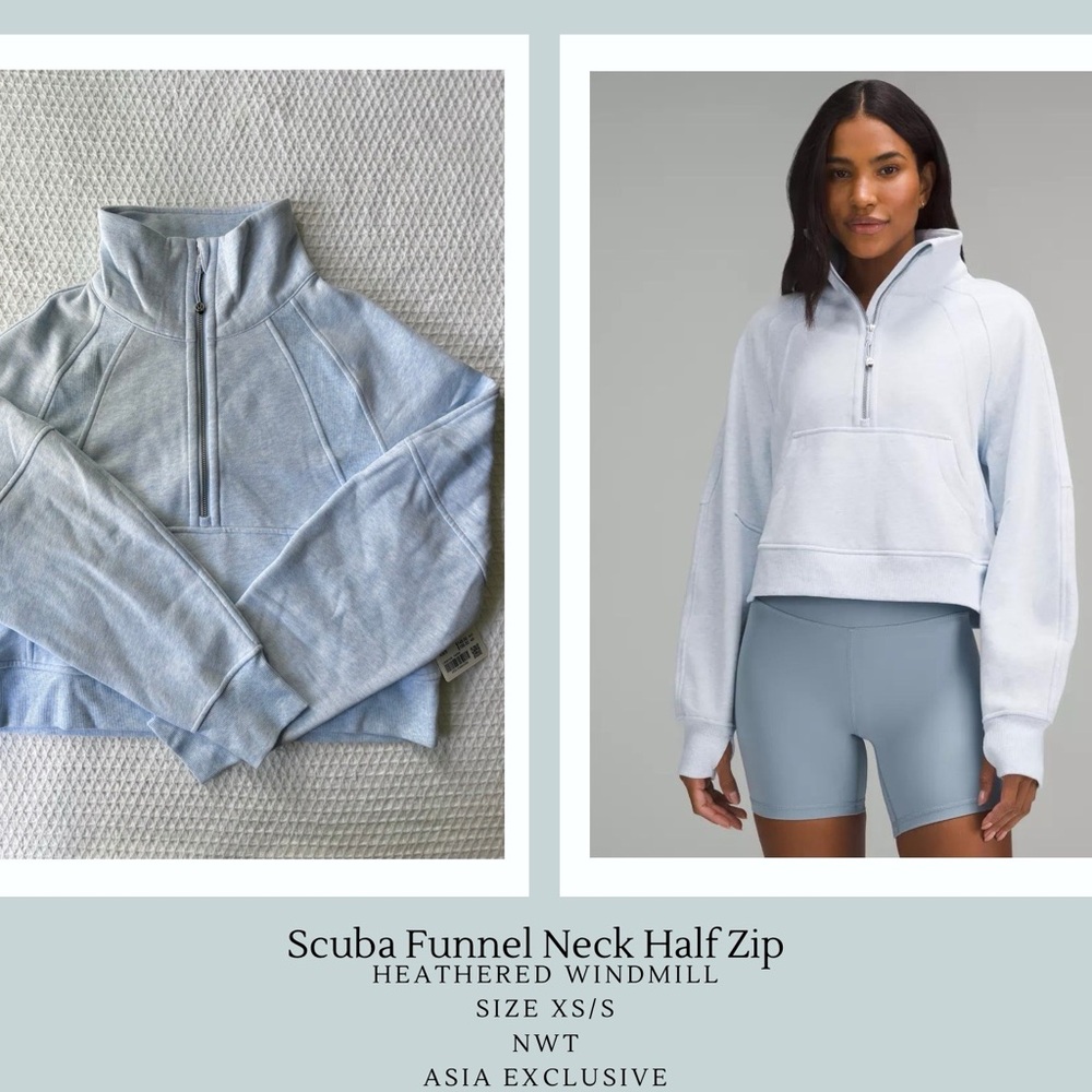 🆕 Scuba Funnel Neck Half Zip Heathered Windmill